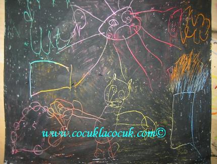 çocuk pastel boyama